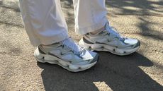 White shoes worn on concrete